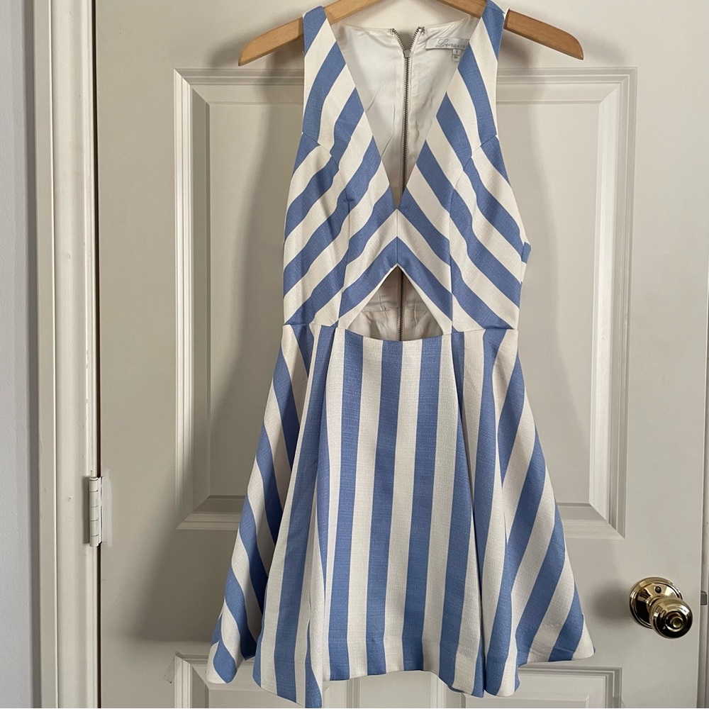 Lovers + Friends Blue and White Striped Cutout Sundress Dress - Picture 3 of 7